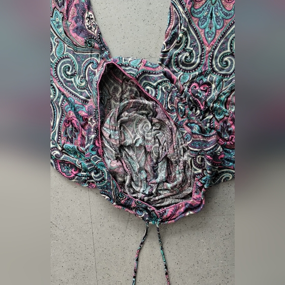 Cynthia Rowley Mid-Rise Paisley Floral Print Wide Leg Palazzo Drawstring Pants - Picture 11 of 14